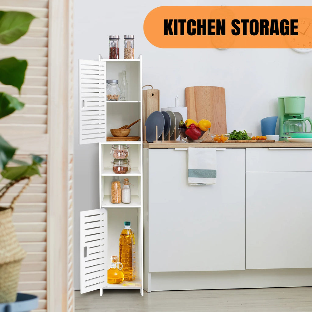 5-Tier Tall Mirrored Bathroom Cabinet with Storage