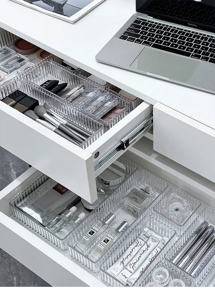 Stackable Acrylic Drawer Organiser Trays – 4 Sizes, Clear Makeup & Vanity Storage
