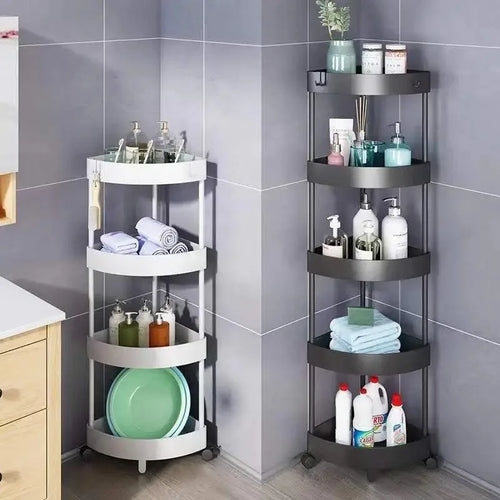5-Layer Triangular Corner Storage Shelf – Bathroom & Kitchen Organiser