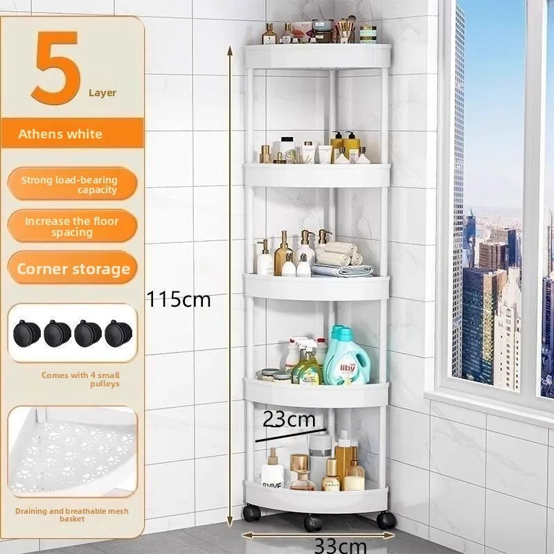 5-Layer Triangular Corner Storage Shelf – Bathroom & Kitchen Organiser