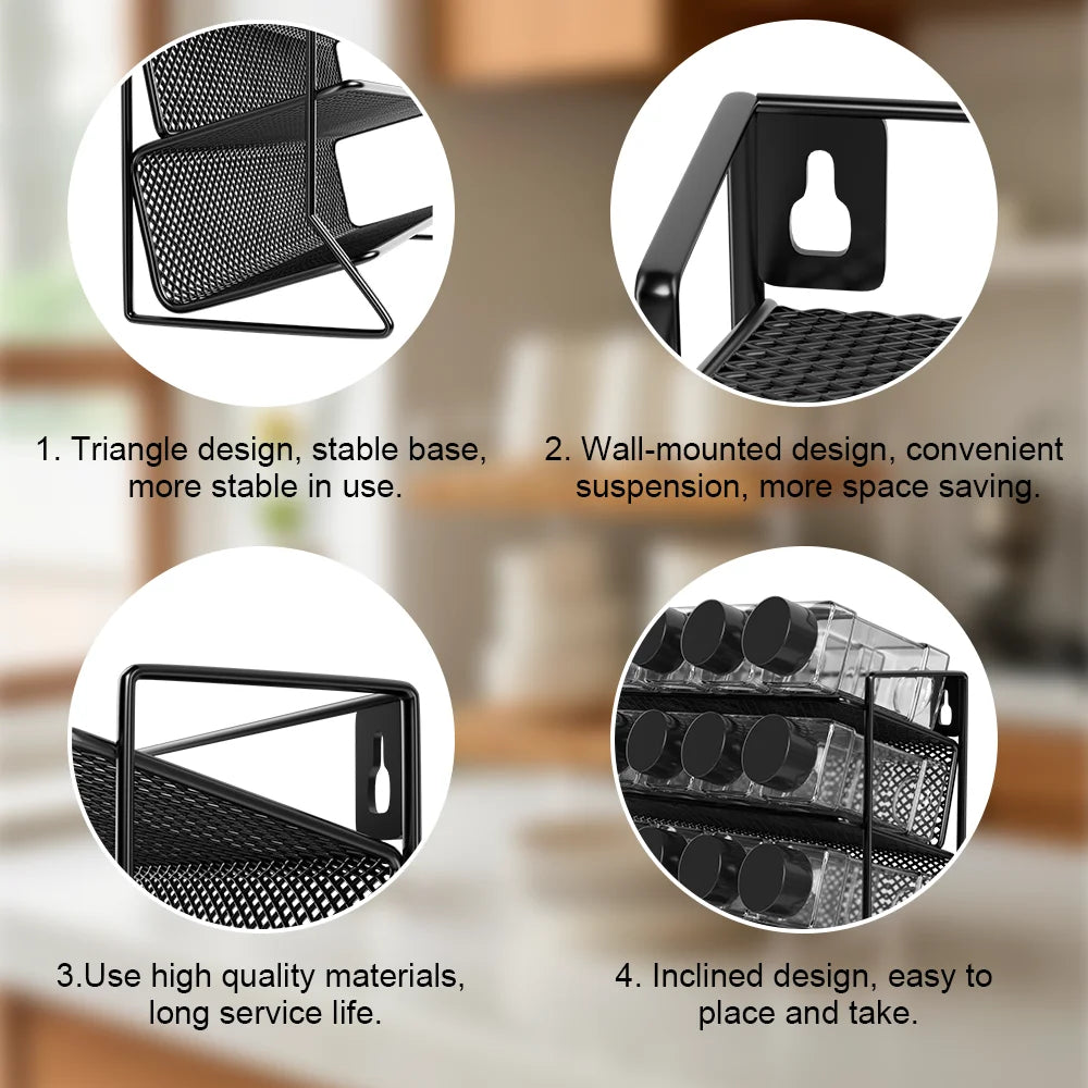 4-Tier Spice Storage Rack with 24 Seasoning Bottles