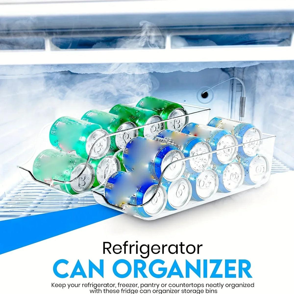 Refrigerator Organiser Bins – Soda Can Dispenser & Fridge Storage