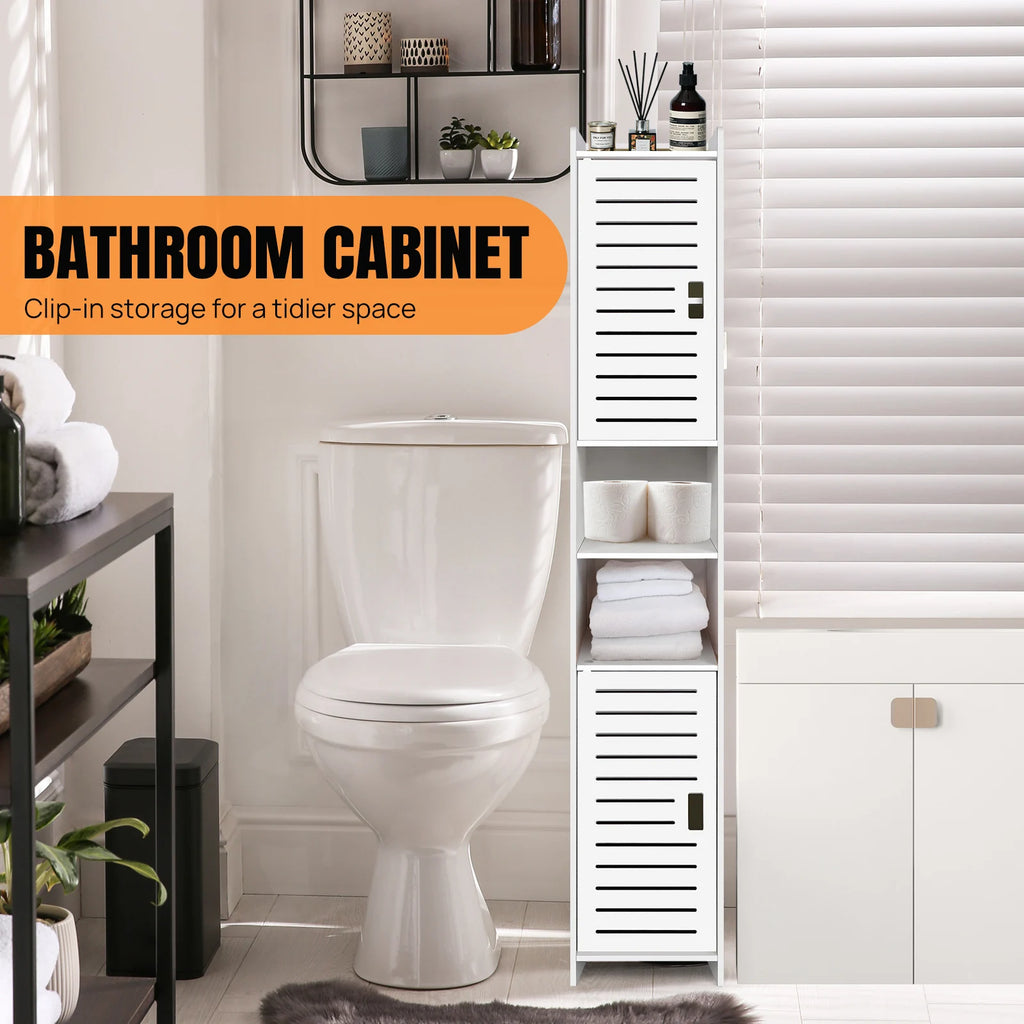 5-Tier Tall Mirrored Bathroom Cabinet with Storage