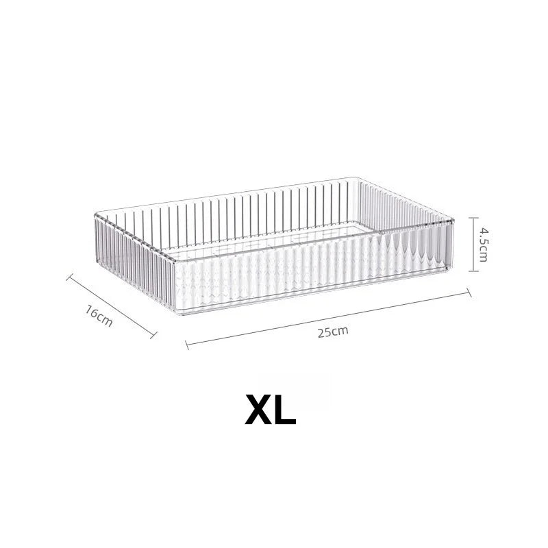 Stackable Acrylic Drawer Organiser Trays – 4 Sizes, Clear Makeup & Vanity Storage