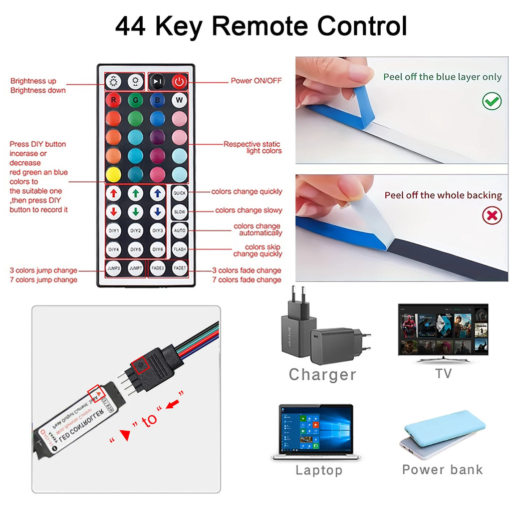 LED Strip Lights with Remote Control – Colour Changing RGB
