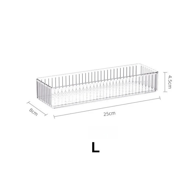 Stackable Acrylic Drawer Organiser Trays – 4 Sizes, Clear Makeup & Vanity Storage