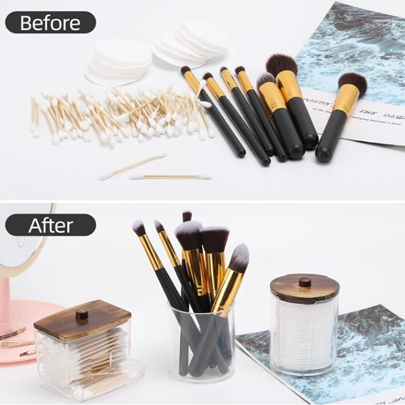 Bathroom Organiser Set – Cotton Ball, Swab & Qtip Dispenser Jars