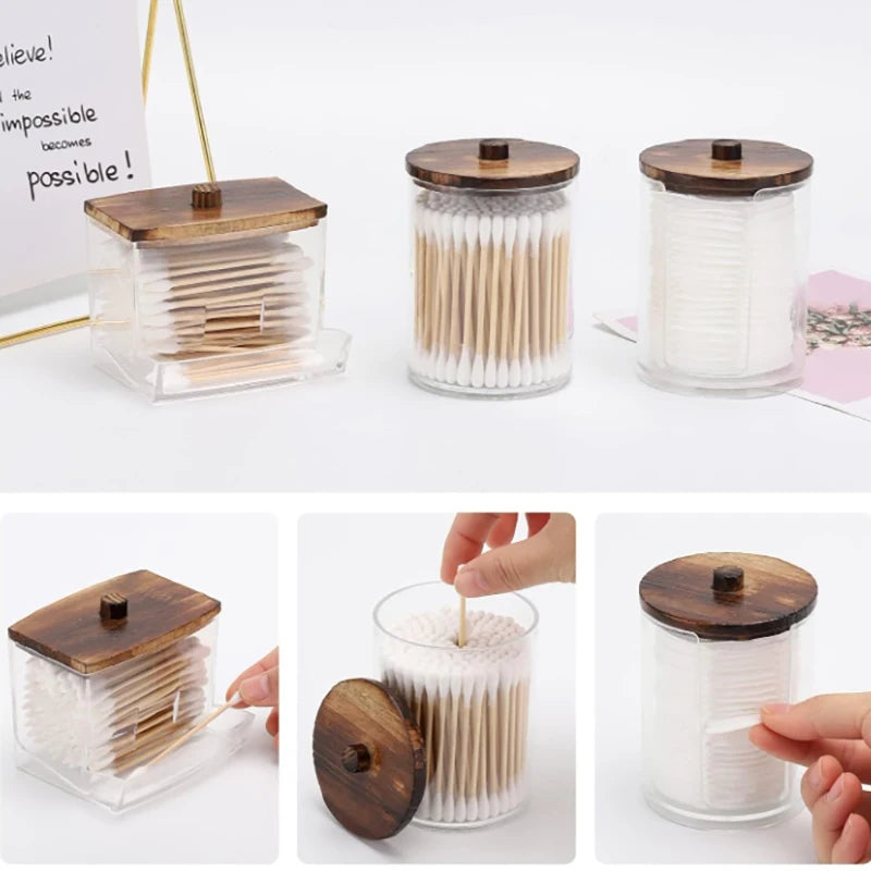 Bathroom Organiser Set – Cotton Ball, Swab & Qtip Dispenser Jars