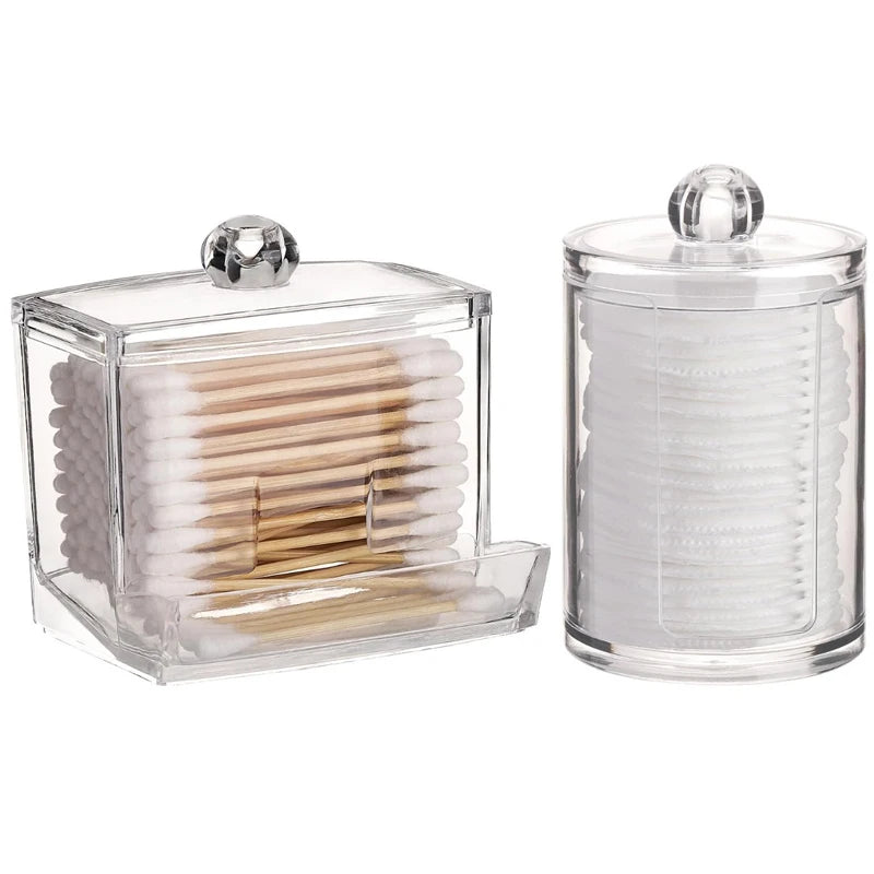 Bathroom Organiser Set – Cotton Ball, Swab & Qtip Dispenser Jars