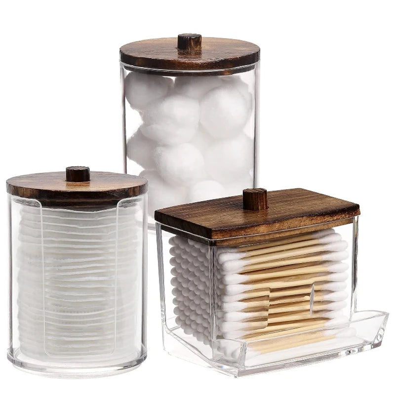 Bathroom Organiser Set – Cotton Ball, Swab & Qtip Dispenser Jars