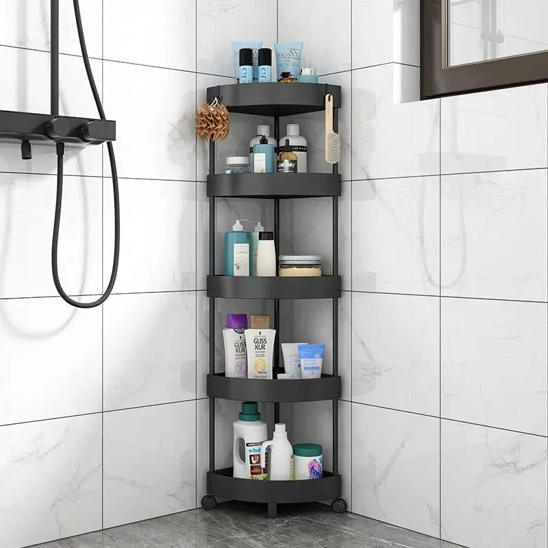 5-Layer Triangular Corner Storage Shelf – Bathroom & Kitchen Organiser