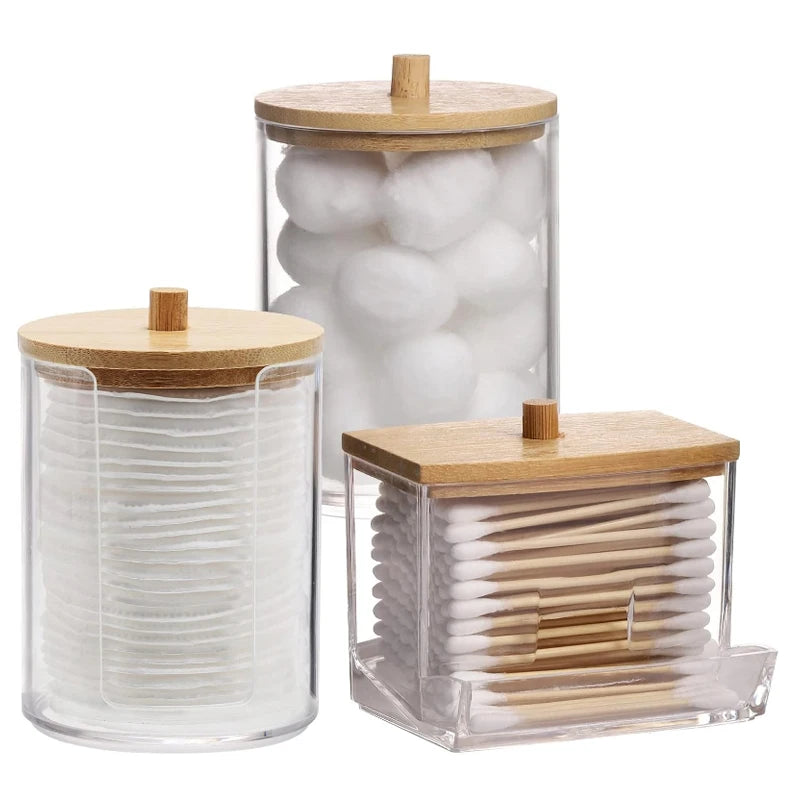 Bathroom Organiser Set – Cotton Ball, Swab & Qtip Dispenser Jars