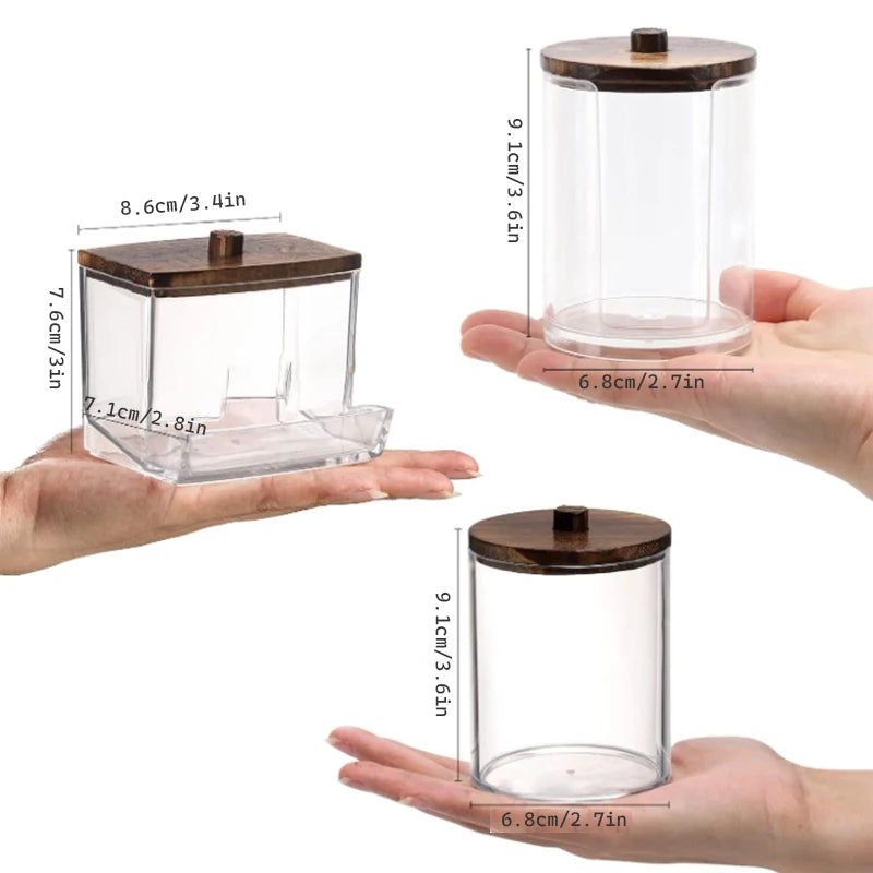 Bathroom Organiser Set – Cotton Ball, Swab & Qtip Dispenser Jars