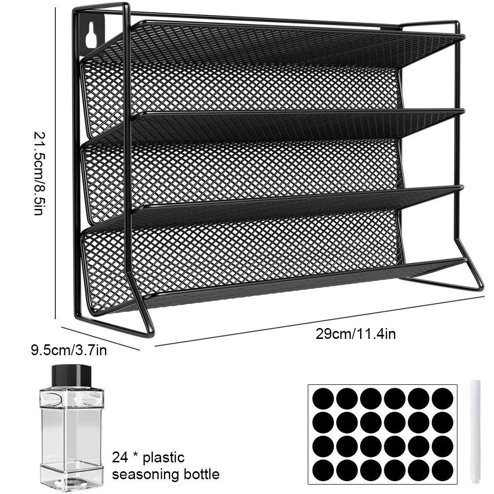 4-Tier Spice Storage Rack with 24 Seasoning Bottles